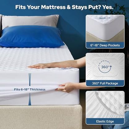 BEDLORE 2 Pack Waterproof Mattress Protector, Cal King Size Mattress Pad