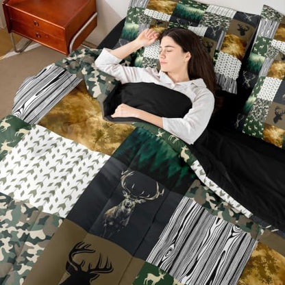 Feelyou Deer Hunting Comforter Set with Sheets 7 Piece Full Size