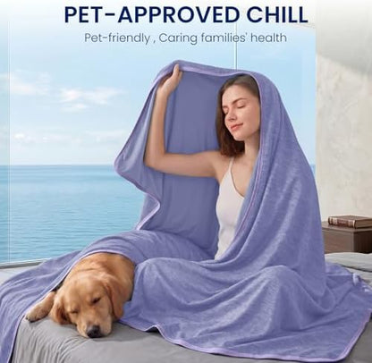 TOPCEE Cooling Blanket(60"x90"Twin Size)for Night Sweats Absorbs Heat to Keep Adults, Children Cool on Warm Nights, Q-Max 0.5 Cooling blankets for Hot Sleepers, Ultra-Cool Lightweight Blanket for Bed