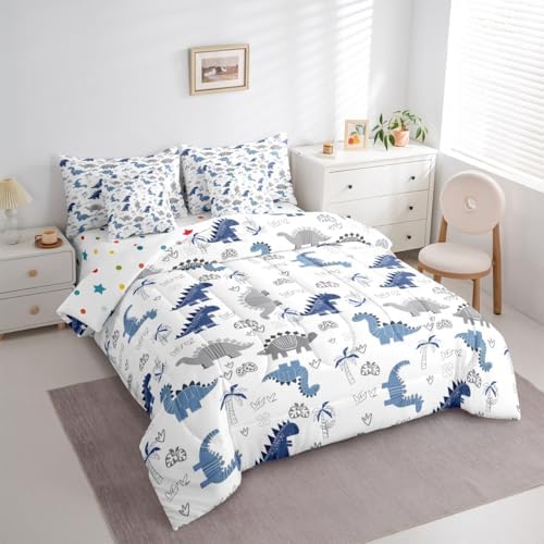 Feelyou Cute Dinosaur 7 Piece Bedding Set for Kids