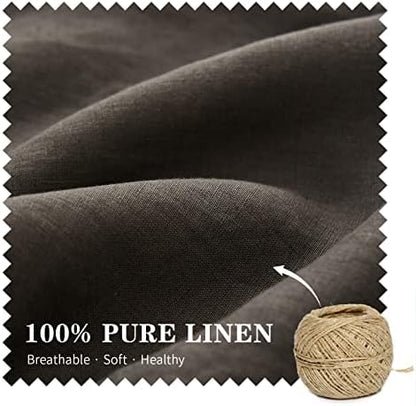 Simple&Opulence 100% Linen Lumbar Pillow Cover 12 x 20 Inches Set of 2 Rectangular Decorative Throw Cushion Cover for Couch Sofa Bed Living Room Office Soft Breathable Farmhouse - Dark Grey