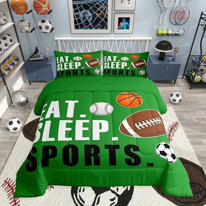 Feelyou Sports Comforter Set Twin Size for Kids Boys Girls