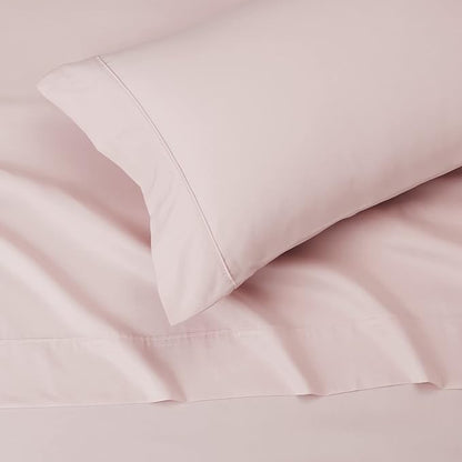 Amazon Basics Lightweight Breathable Wrinkle Resistant Brushed Microfiber 3 Piece Bed Sheet Set with 14-Inch Deep Pockets, Twin, Blush Pink, Solid