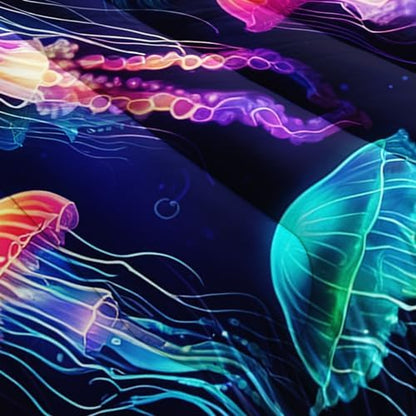 Colorful Jellyfish Queen Size Comforter Set with 2 Pillowcases.