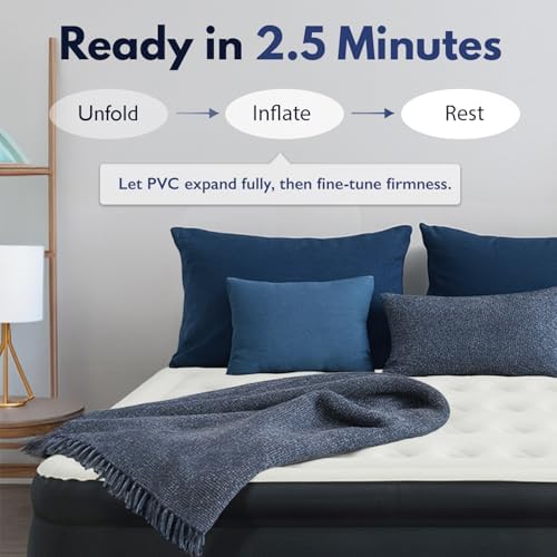 King Koil Air Mattress Cal King with Built-in Pump, Inflatable Blow Up Bed