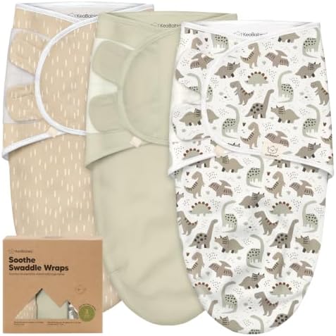 KeaBabies 3-Pack Organic Baby Swaddles for Newborns, Dino Ridge, 3-6M