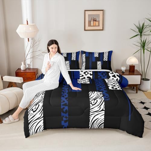 Feelyou Animal Print Leopard Zebra Comforter Set Twin Size Kids Boys