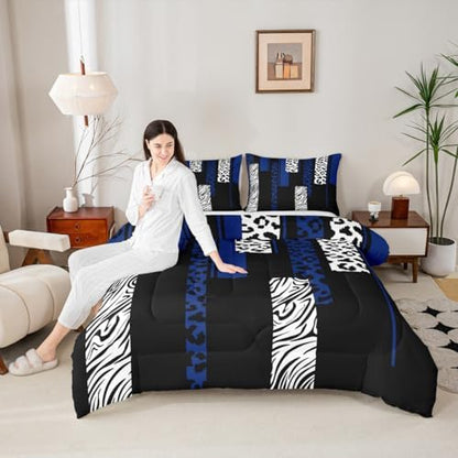 Feelyou Animal Print Leopard Zebra Comforter Set Twin Size Kids Boys