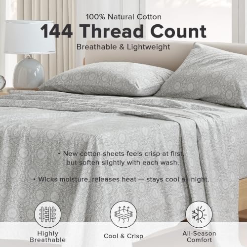Comfort Spaces 100% Cotton Percale Sheets King Extra Deep Pocket 4 Piece