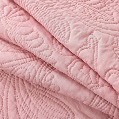 HoneiLife Quilt Sets King Size - 3 Piece Microfiber Quilt Set Lightweight Bedspreads Reversible Coverlets Rustic Bed Cover King Quilt Bedding Set All Season Quilts-Pink