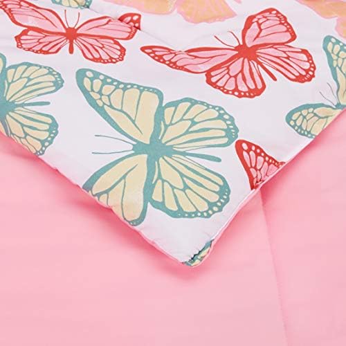 Amazon Basics 5-Piece Soft Microfiber Kid's Bed-in-a-Bag Bedding Set with Comforter, Sheets, Sham and Pillowcase, Twin, Butterfly Friends
