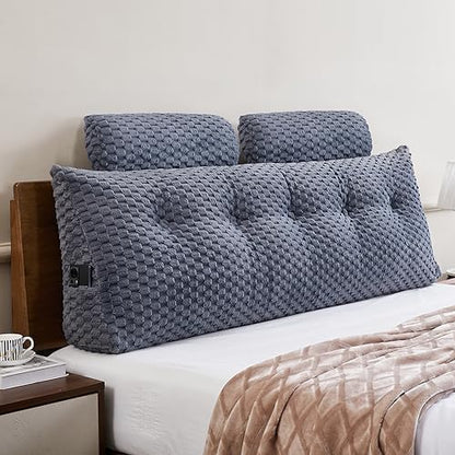 EUHAMS Headboard Pillow Full with Neck Roll, Triangular Backrest Pillow