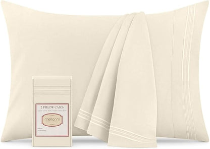 Mellanni Pillow Cases - Luxury, Extra Soft, Cooling Pillow Covers - 2 PC Iconic Collection Pillowcases - Envelope Closure (King 20" x 40", Golden Ivory)