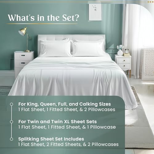 Egyptian Cotton Sheets King Size, Sateen Weave Bed Sheet Set - Light Blue