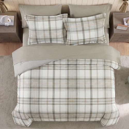 Plaid Twin XL Comforter Set Grey White 5 Pieces College Dorm Bed in a Bag