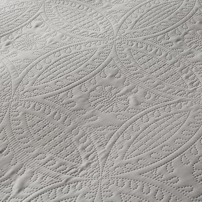 akkialla 118"x106" Grey California King Quilt Set, Oversized Floor-Length Bedspread, Modern Coin Pattern Microfiber Coverlet, 3-Piece All Season Bedding with 2 Pillow Shams