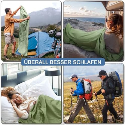Sleeping Bag Liner, Updated Adult Sleep Sack & Travel Sheets with Foot Zipper, Lightweight and Portable Camping Sleeping Bag Liners - Ideal for Backpacking, Hostels and Camping