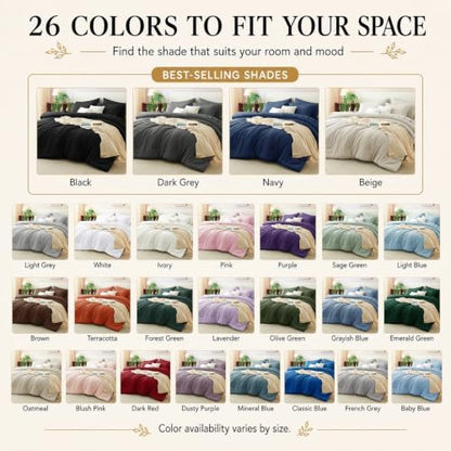 CozyLux Oversized King Comforter Set Dusty Purple, 7 Pieces Bed in a Bag