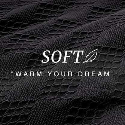 EXQ Home Waffle Comforter Queen Size - Super Soft Embossed Design Comforter Set 3 Pieces, Black 3D Diamond Pattern Bedding Set,Winter Warm Bed Set,1 Comforter with 2 Pillowcases