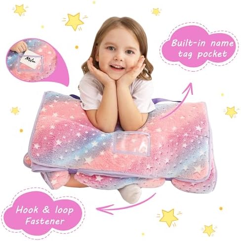 Lasoftan Toddler Nap Mat with Pillow and Blanket, Extra Large Rolled Napping Mats,Slumber Bags for Boys Girls,Kids Sleeping Bag for Daycare, Preschool Travel Camping