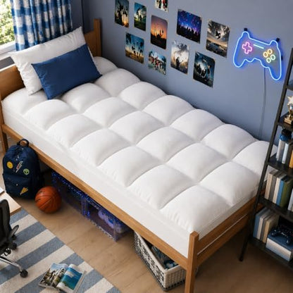 ELEMUSE Twin Mattress Topper, Extra Thick Pillow Top Mattress Pad Cover