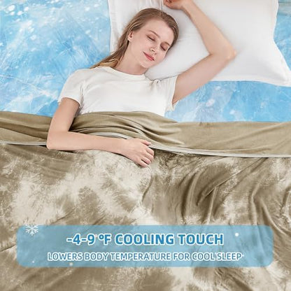inhand Cooling Blanket Queen Size for Hot Sleepers (90"x90", Beige)
