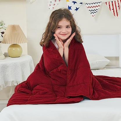 yescool Weighted Throw Blanket 7lbs, 41" x 60", Red