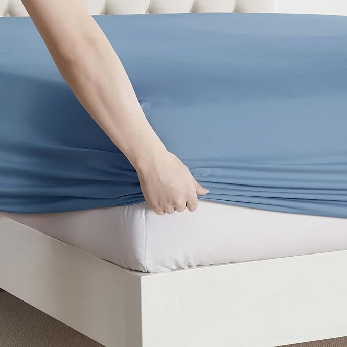 Clara Clark Full Sheets, 6 Piece Set - Hotel Luxury Bed Sheets, Super Soft Bedding Set, Full Size, Blue Heaven