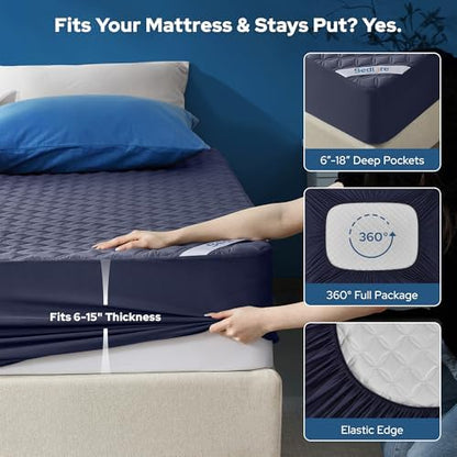 BEDLORE 2 Pack Waterproof Mattress Protector, Twin Size Mattress Pad