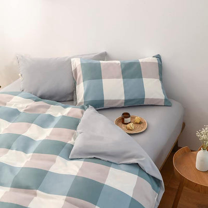 NSNLGSGC Buffalo Plaid Duvet Cover Set, Grayish Blue, Twin