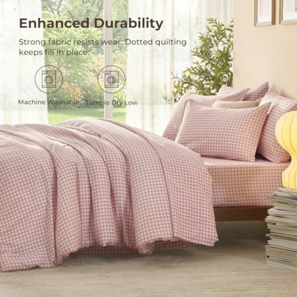 Litanika Blush Pink Gingham Twin/Twin XL Comforter Set 5 Pieces