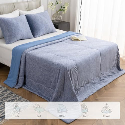 CHOSHOME Cooling Comforter Cooling Blanket, Q-Max 0.45 Cool Sleeping Summer Blanket for Hot Sleeper Night Sweats, King 90" x 108", Blue