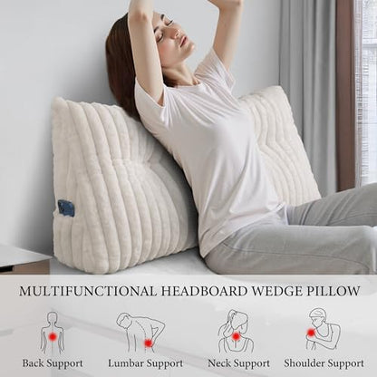 Twin Headboard Pillow, Triangular Wedge Pillow, Reading Pillows, Beige