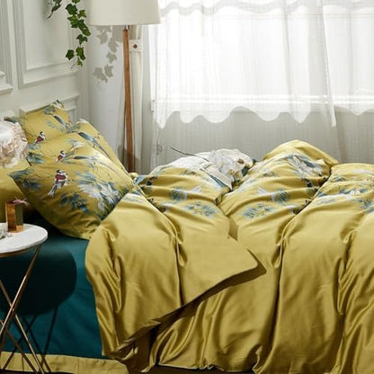 King Size Comforter Set Vintage Garden Floral Comforter Set Fluffy Soft Microfiber Boho Floral Bedding Comforter 3 Pieces Flower Birds Comforter Vintage Botanical Comforter King with 2 Pillowcases