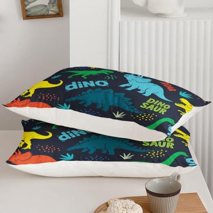 Axolotl Boys Cartoon Dinosaur Comforter Bedding Set,Cute Dinosaur Bedding Set for Boys Girls,Colorful Dino Animal Kids Comforter for Teens Kids Adults All Season,1 Quilt 2 Pillow Cases King Size