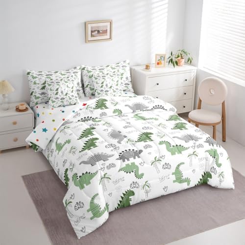 Feelyou Cute Dinosaur 7 Piece Bedding Set for Kids
