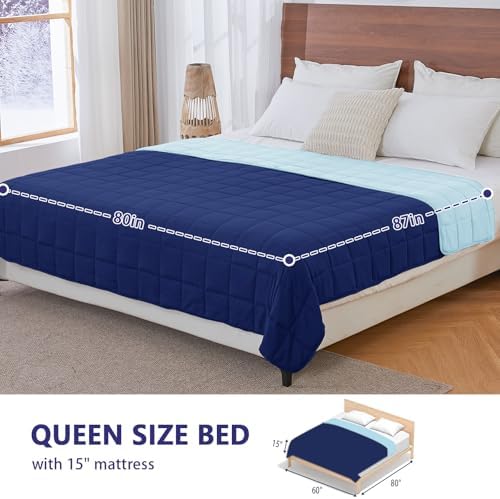 yescool King Size Weighted Blanket for Adults 30lbs, 80” x 87”, Navy & Blue