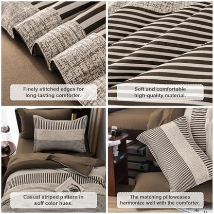 Cottolester Twin Size Comforter Dark Brown Striped Comforters for Kids