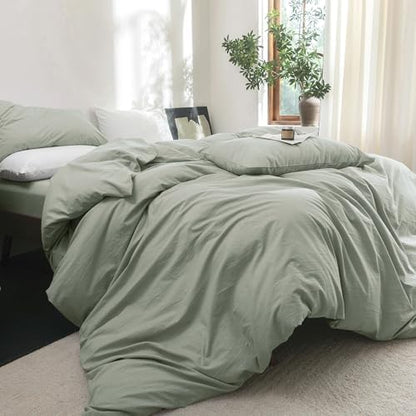 FOSSA Duvet Cover Set 100% Washed Cotton Linen Feel California King