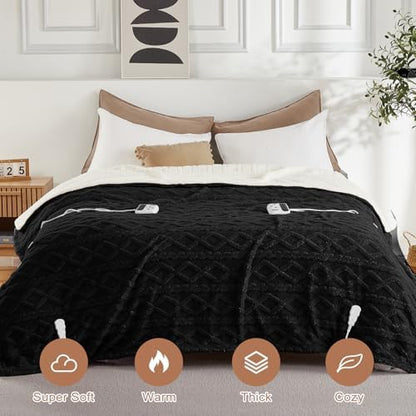 CAROMIO Electric Blanket King Size Dual Control, Heated Blanket King