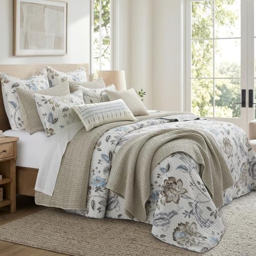 Levtex Home Mills Waffle Queen Bedspread Set (106x106in) with 2 Pillow Shams (26x20in) - Undyed Wheat - Cotton Waffle Queen Size Bedspread Set - Lightweight, Soft, Pre-Washed