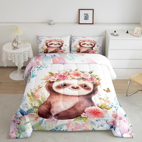 Feelyou Cute Sloth Comforter Set Twin Size Boys Girls Teens