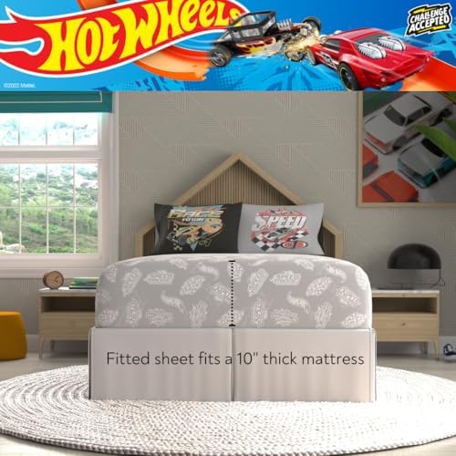 Hot Wheels Kids Bedding Super Soft Comforter and Sheet Set with Sham, 7 Piece Full Size, (Officially Licensed Product) By Franco