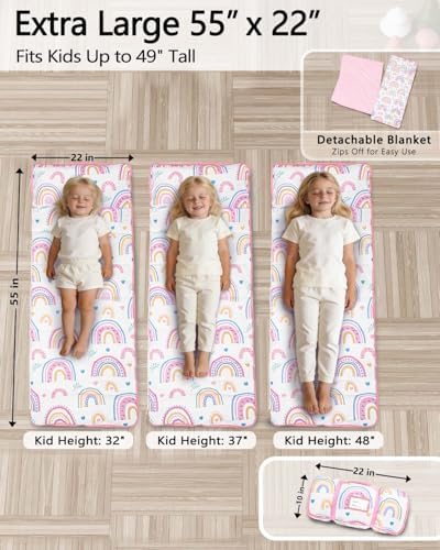 Primlect Toddler Nap Mat with Pillow, Thickened Extra Large Sleeping Bag
