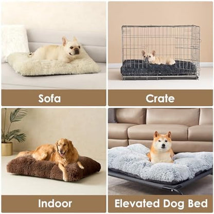 EHEYCIGA Fluffy Dog Crate Bed, Plush XX Large Dog Pillow, Coffee