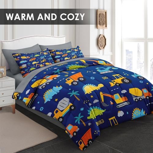 WeCozy 5 Pieces Twin Comforter Set for Boys - Dinosaur Bedding for Kids