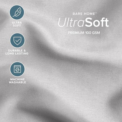 Bare Home Queen Comforter Set - 1800 Ultra Soft (Queen, Light Grey)