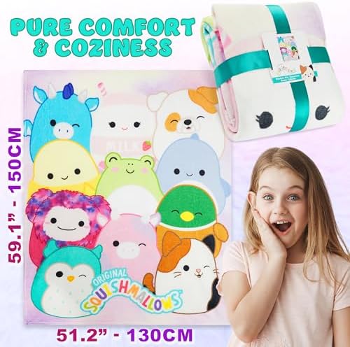 Get Trend Squishmallows Soft Fleece Throw Blanket for Girls Teens, 51x59in