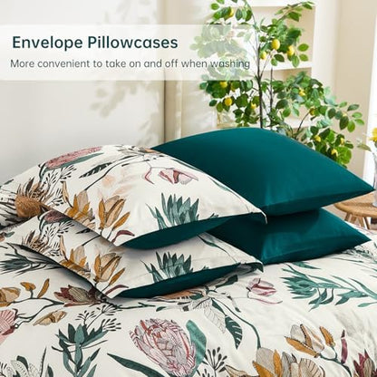 Luxudecor Floral Comforter Set King Bed in a Bag Set,7 Pieces Beige Floral Comforter and Sheet Set,Soft Microfiber Bedding Sets for All Seasons (Beige,104"X90")