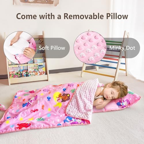 Primlect Toddler Nap Mat with Pillow, Roll Up Extra Large Sleeping Bag